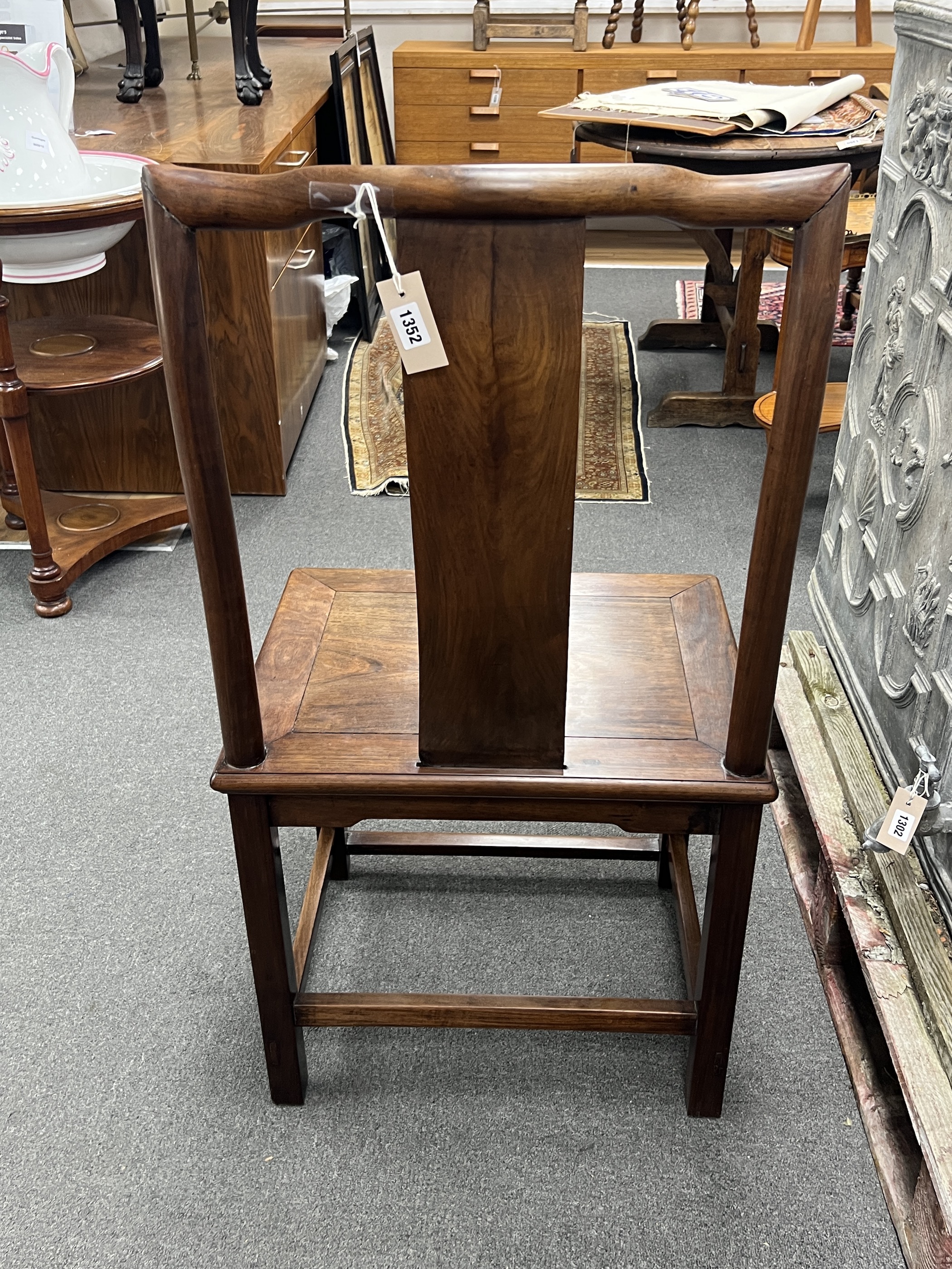 A 20th century Chinese hongmu side chair, width 53cm, depth 42cm, height 101cm